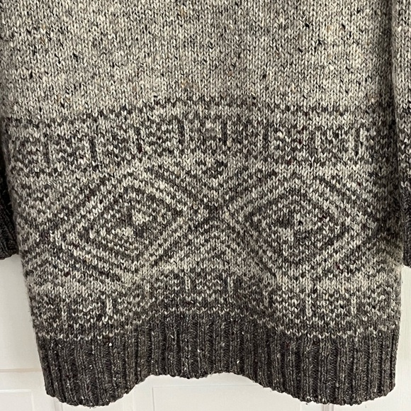 Inis Crafts 100% Wool Irish Knit Hooded Zipper Sweater Grey Tweed Women M - Picture 9 of 16